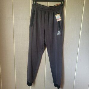 Reebok Trail Running Jogger Slim Mens Pants w/zipper pockets, Charcoal Heather,